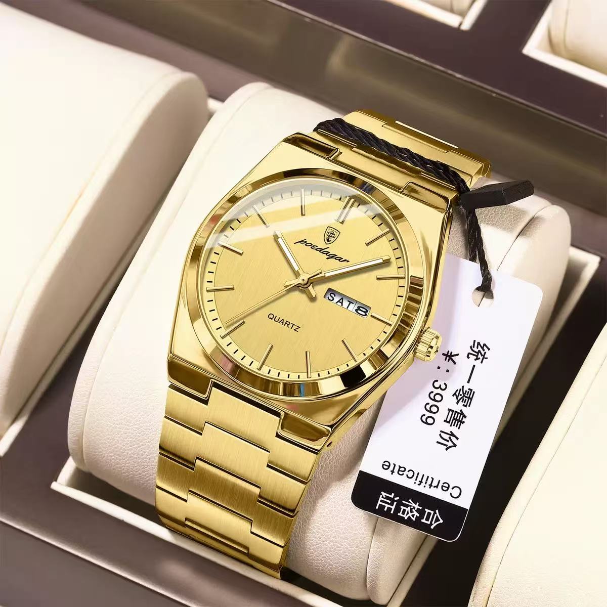 POEDAGAR 930 Mens New Luxury Watch Waterproof Luminous Date Week Stainless Steel Watch Casual Men's Quartz Watches