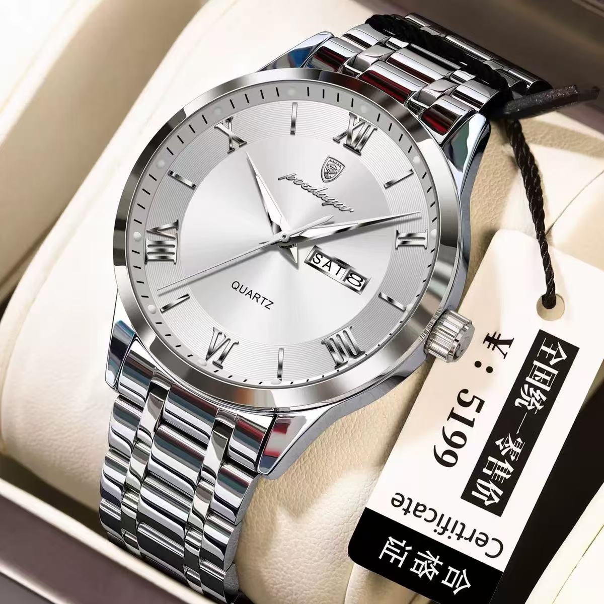 Poedagar 978 Luxury Quartz Watches Stainless Steel Bracelet Watch for Men Luminous Waterproof Mens Watch