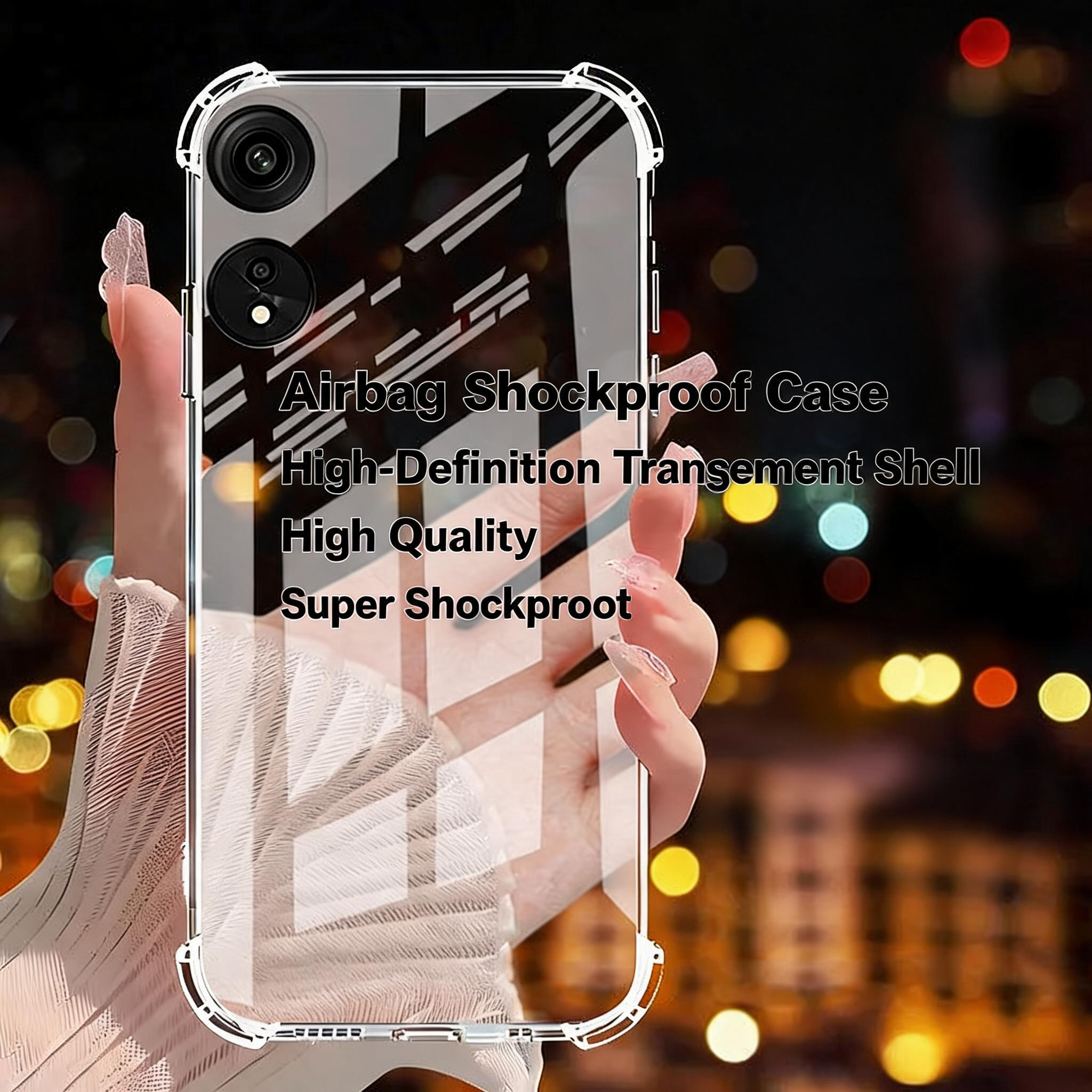 Clear Case for Oppo A-Series Shockproof Airbag Corners Transparent Silicone Cover A53 A55 A57 A58 A72 A91 A93 5G Anti Drop Camera Protection Soft TPU Back Cover
