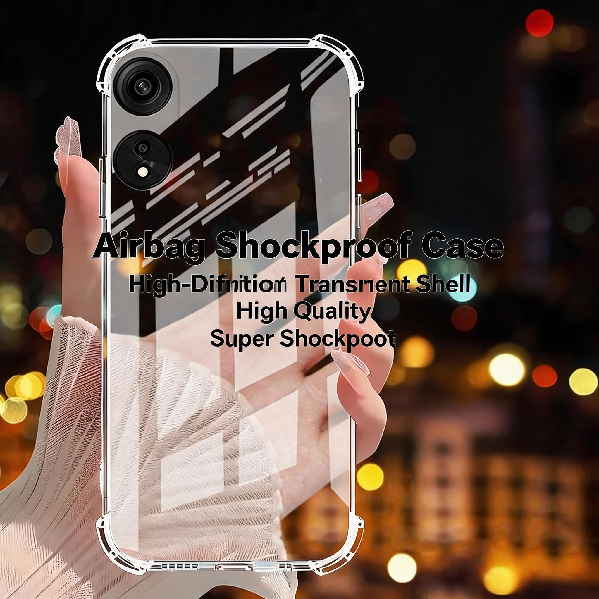 Clear Case for Oppo A-Series Shockproof Airbag Corners Transparent Silicone Cover A53 A55 A57 A58 A72 A91 A93 5G Anti Drop Camera Protection Soft TPU Back Cover
