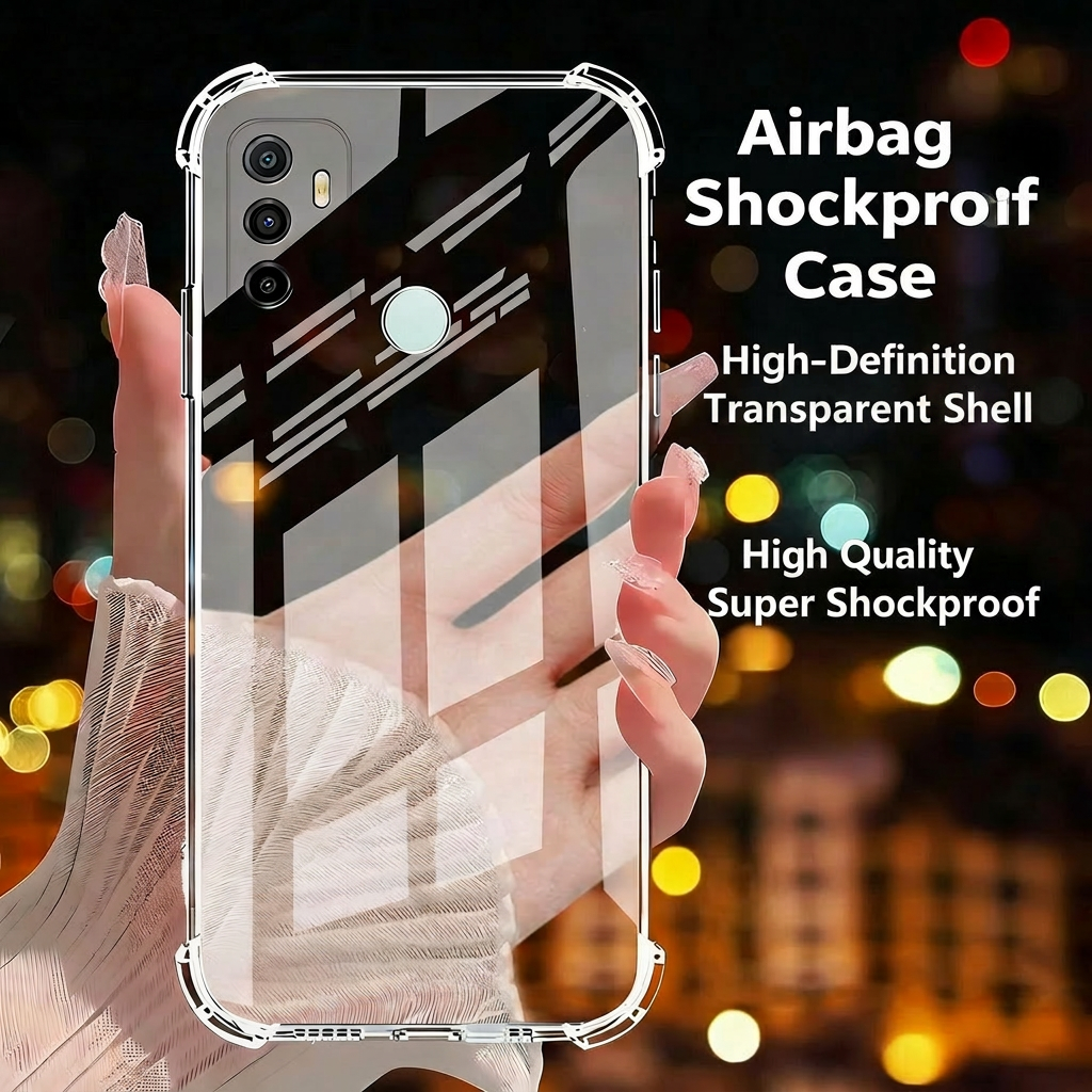 Clear Case for Oppo A-Series Shockproof Airbag Corners Transparent Silicone Cover A53 A55 A57 A58 A72 A91 A93 5G Anti Drop Camera Protection Soft TPU Back Cover