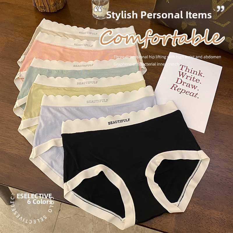 6 Pack Ladies Panties Mid Waist Seamless Cotton Soft chupi za wanawake Women Underwear