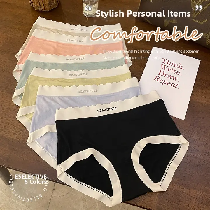 6 Pack Ladies Panties Mid Waist Seamless Cotton Soft chupi za wanawake Women Underwear