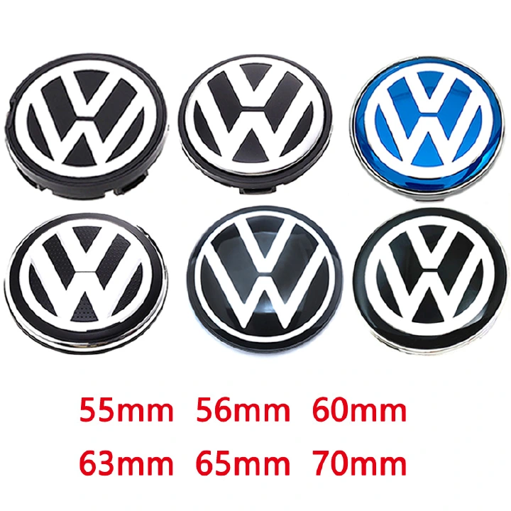 4 pcs VW Wheel Center Caps Volkswagen Hub Cap 55mm 56mm 60mm 63mm 65mm 70mm for Golf Polo Passat Jetta Tiguan Touareg Alloy Rim Centre Cover Badge