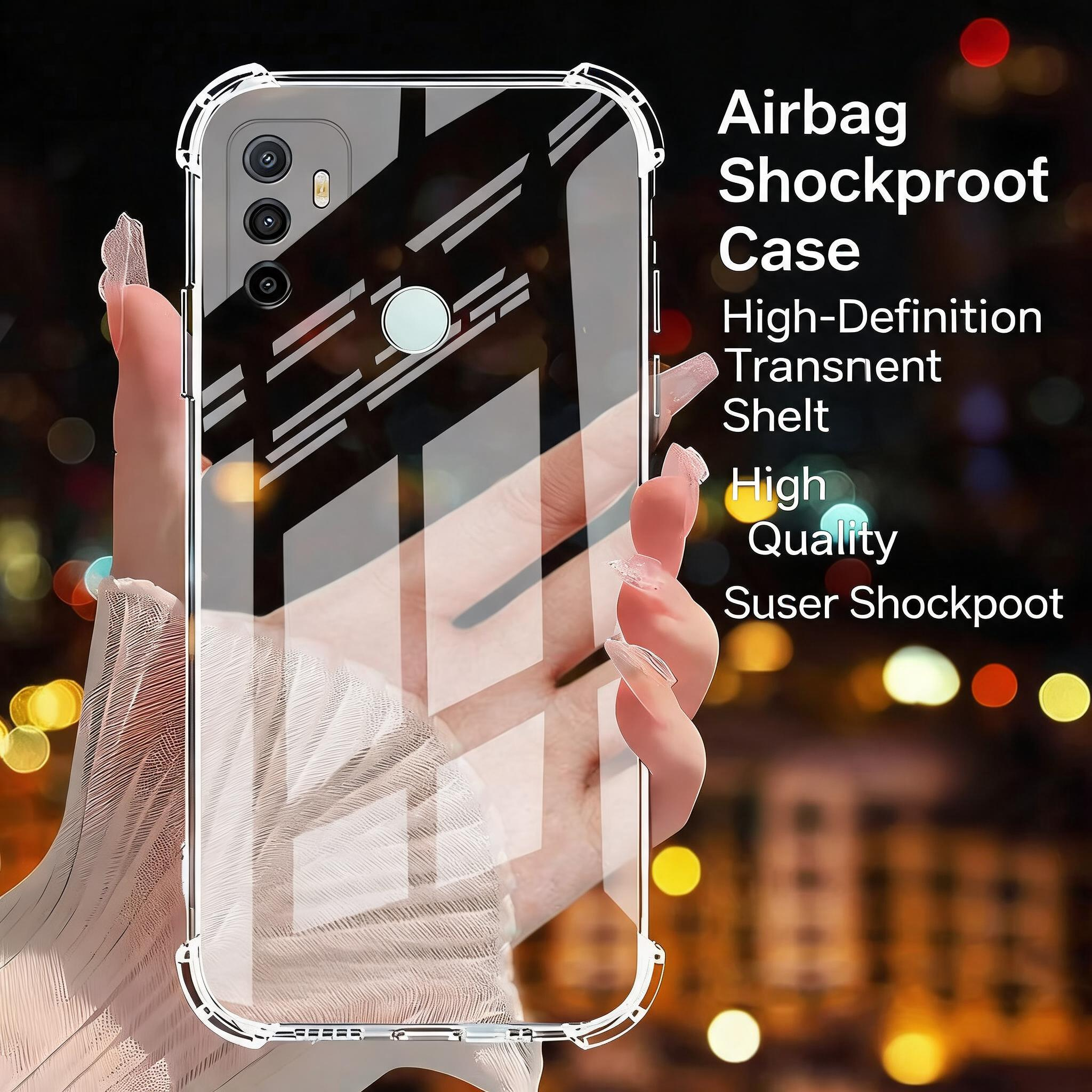 Clear Case for Oppo A-Series Shockproof Airbag Corners Transparent Silicone Cover A53 A55 A57 A58 A72 A91 A93 5G Anti Drop Camera Protection Soft TPU Back Cover