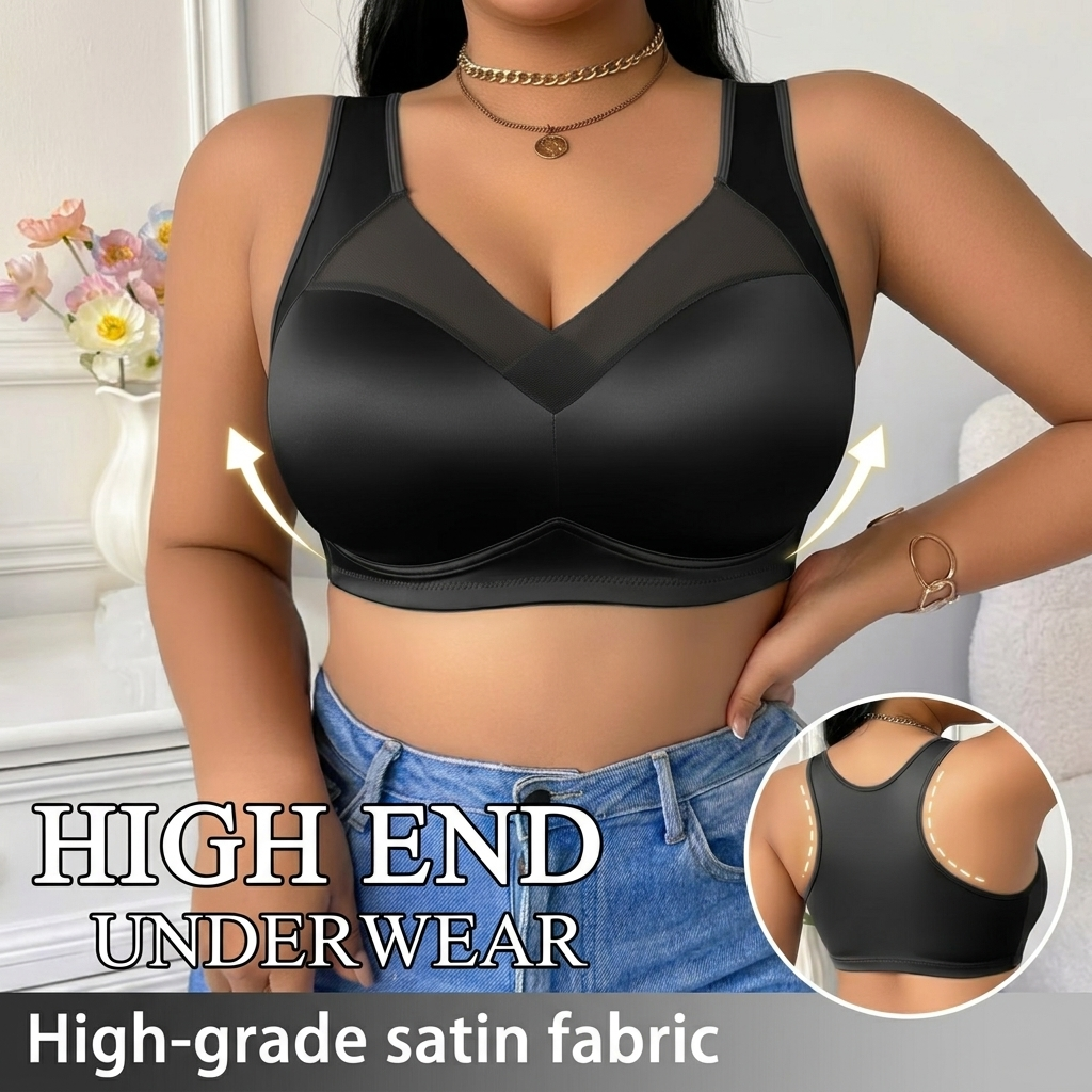 Wireless Bra Full Coverage No Underwire Back Smoothing Side Support Bra for Big Bust Women Comfortable Soft Everyday Full Cup Minimiser Sidiria