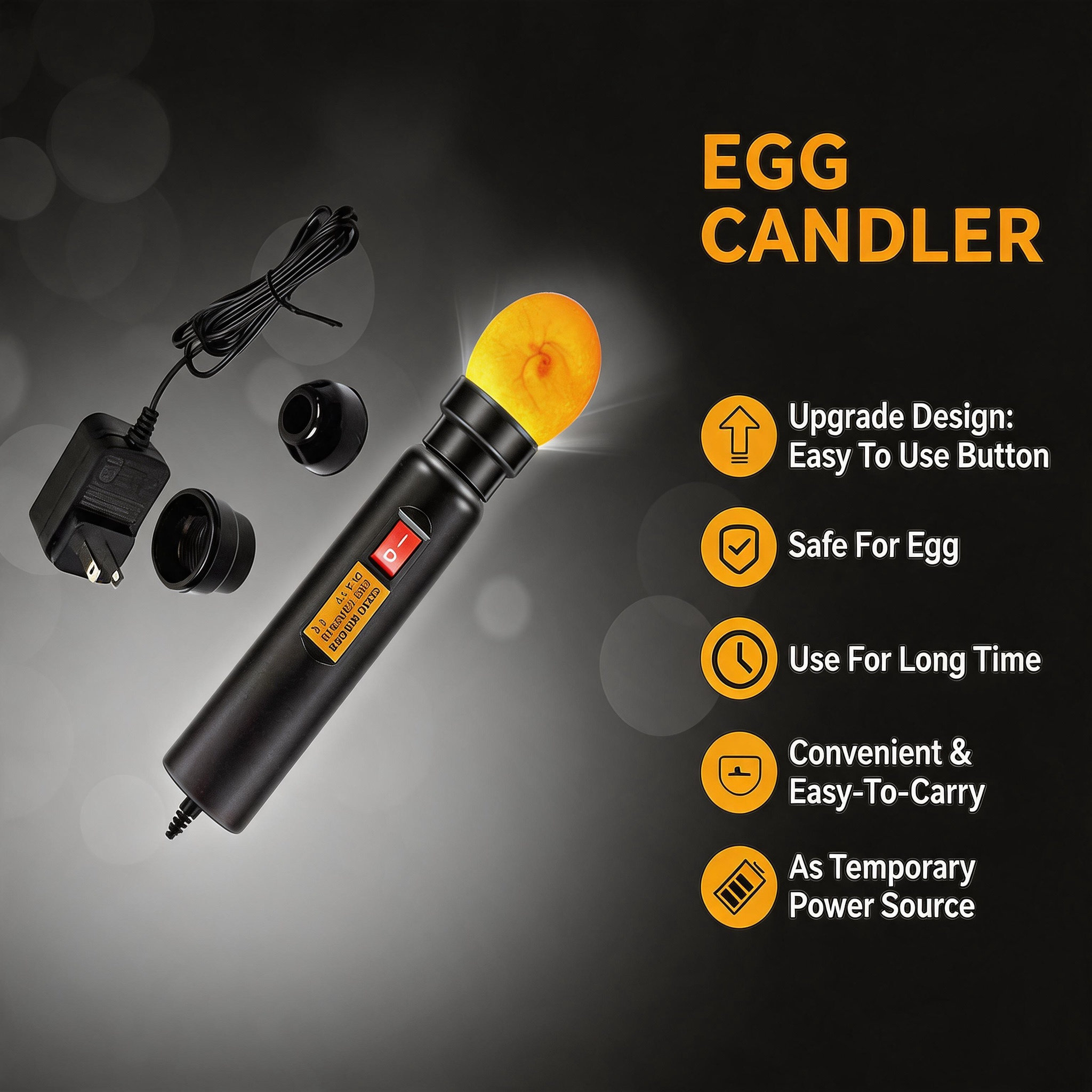 LED Egg Candler Egg Tester for Incubator Hatching - Cold Light Handheld Egg Candling Light for Chicken Duck Goose Quail Eggs, 2 Headgear Sizes, Check Fertile Eggs