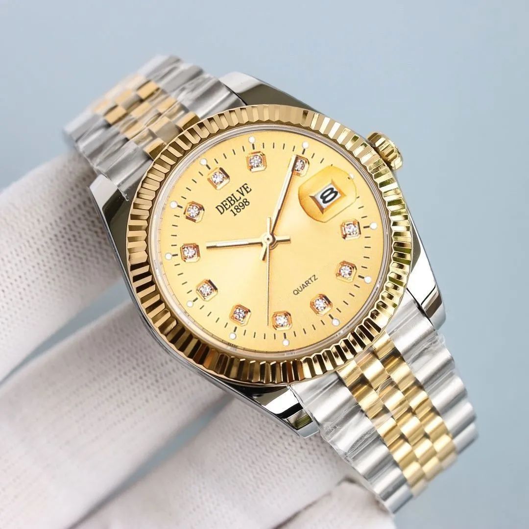 Mens Watch Gift for Him Luxury Quartz Business Watch Stainless Steel Date Calendar Luminous Waterproof Gold Silver Two Tone Classic Dress Wrist Watch