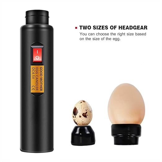 LED Egg Candler Egg Tester for Incubator Hatching - Cold Light Handheld Egg Candling Light for Chicken Duck Goose Quail Eggs, 2 Headgear Sizes, Check Fertile Eggs