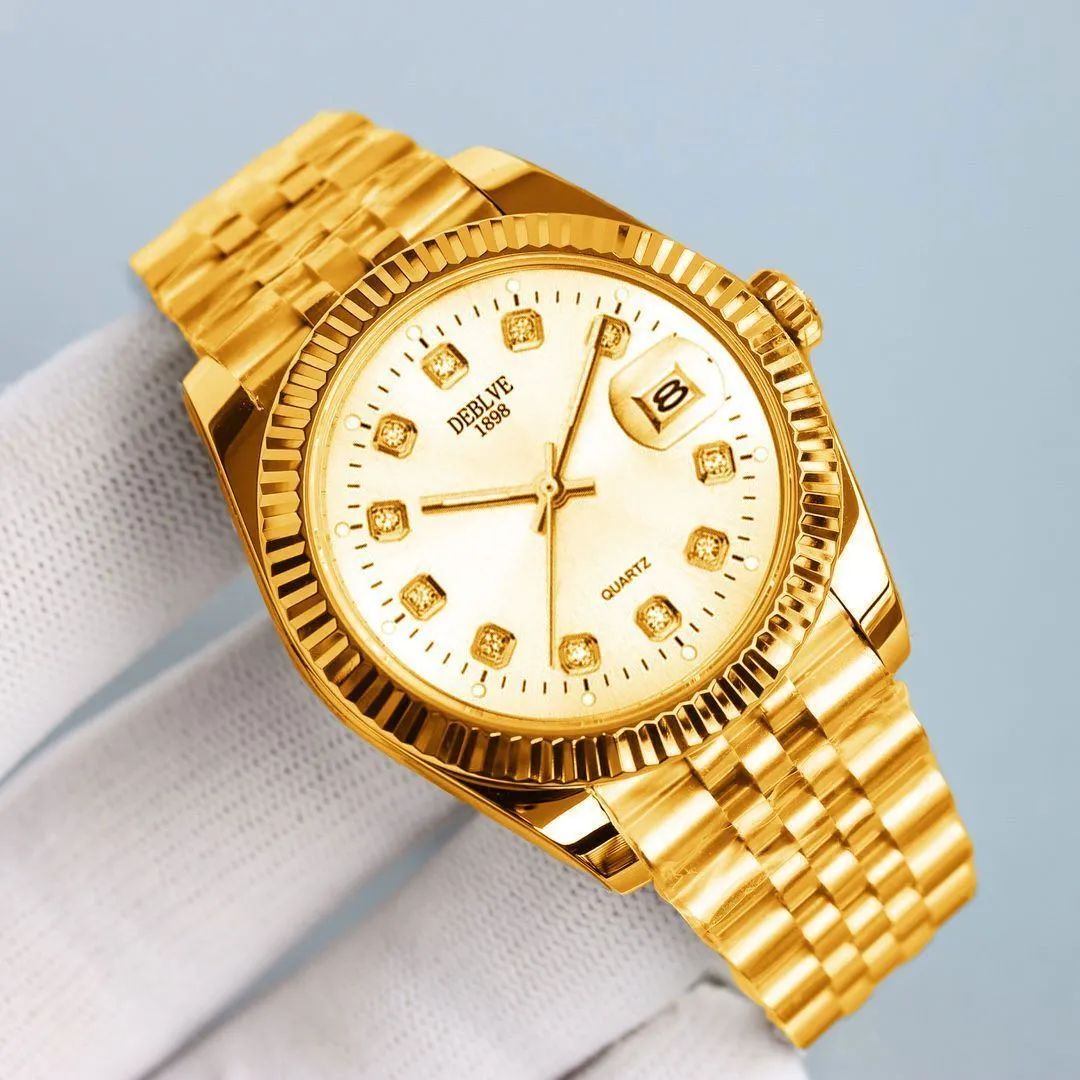 Mens Watch Gift for Him Luxury Quartz Business Watch Stainless Steel Date Calendar Luminous Waterproof Gold Silver Two Tone Classic Dress Wrist Watch