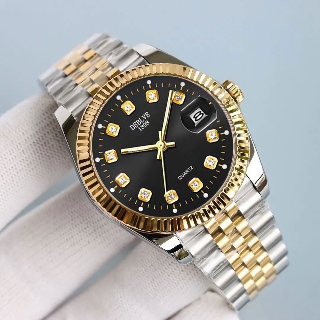 Mens Watch Gift for Him Luxury Quartz Business Watch Stainless Steel Date Calendar Luminous Waterproof Gold Silver Two Tone Classic Dress Wrist Watch