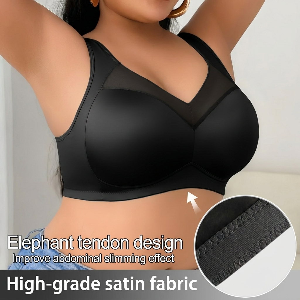 Wireless Bra Full Coverage No Underwire Back Smoothing Side Support Bra for Big Bust Women Comfortable Soft Everyday Full Cup Minimiser Sidiria