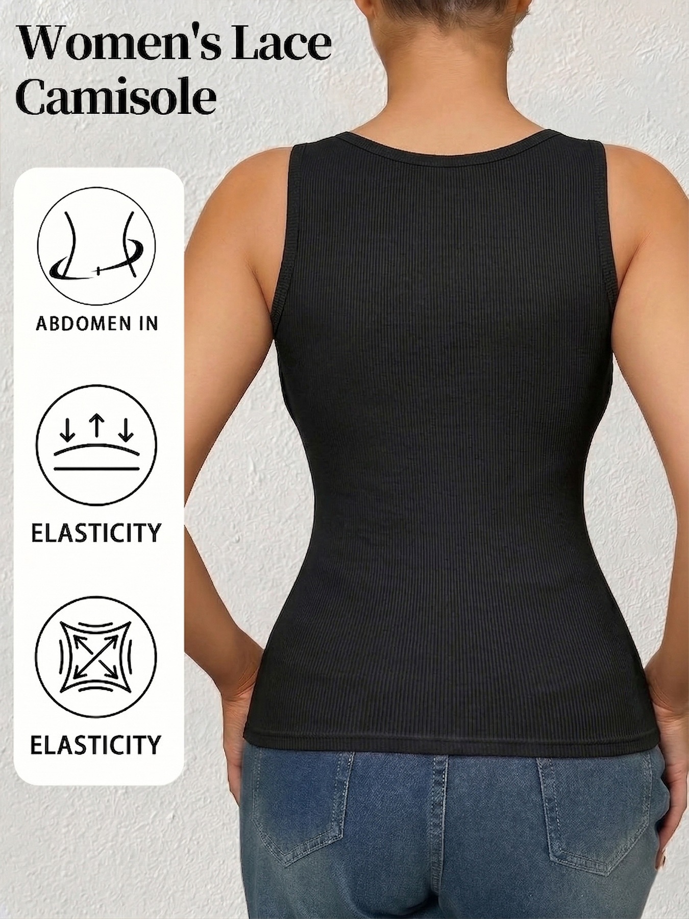 Camisole for Women Lace Vest Top Ladies Ribbed Cotton Camisole Inner Top Smoothing Fit Wide Strap Tank Top Layering Vest Under Blouse Everyday Comfort