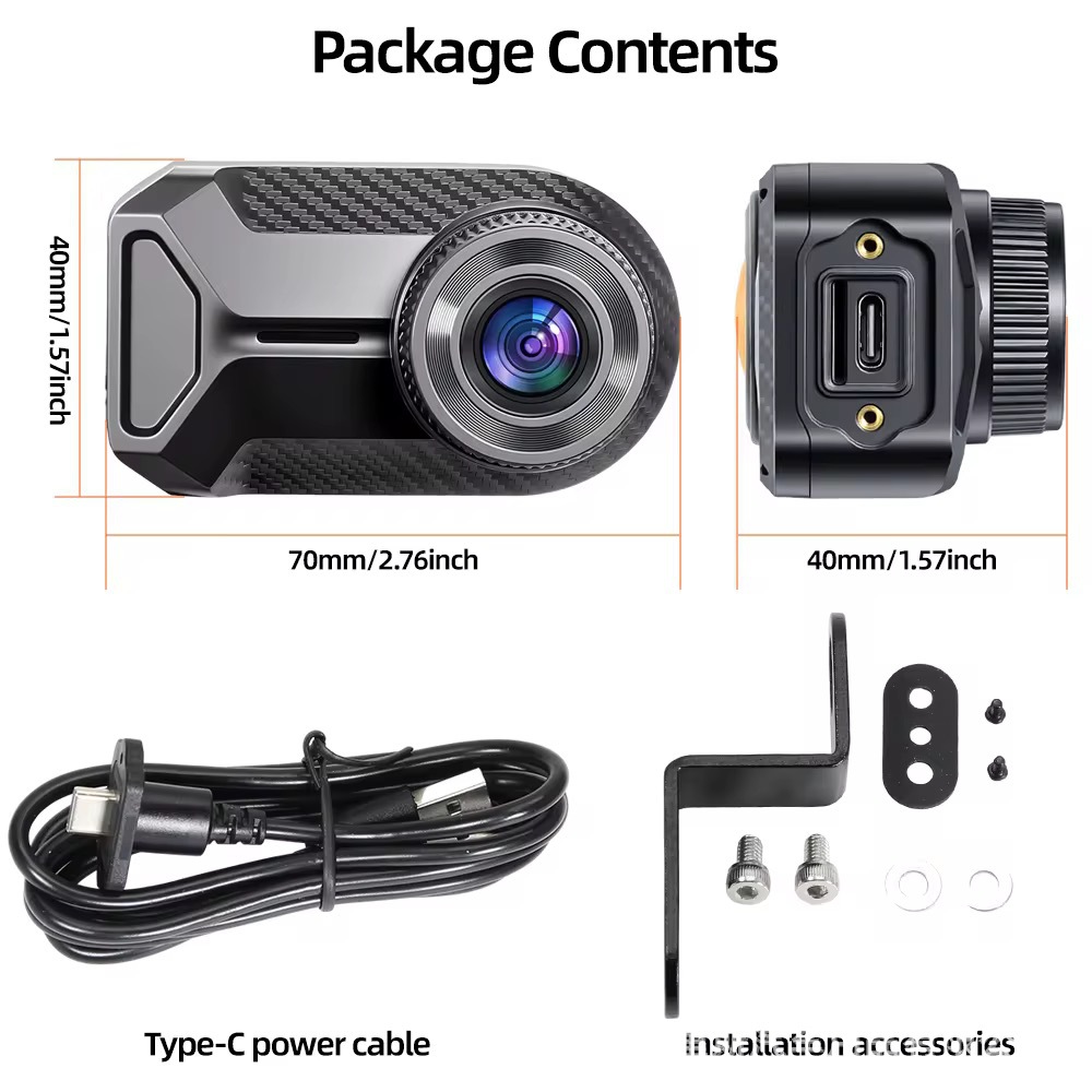 Motorcycle Dash Cam 2K WiFi IP67 Waterproof Motorbike Camera 130° Wide Angle Colour Night Vision Loop Recording Boda Boda Pikipiki Dashcam Type-C App Control