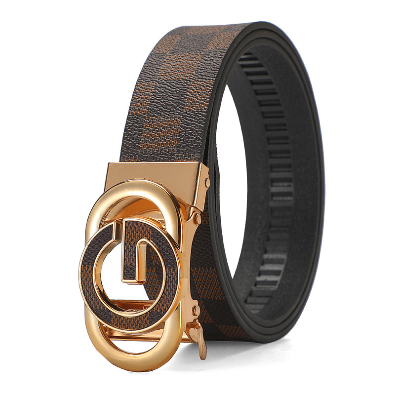 Automatic Buckle Belt Men Leather 120cm Sliding Belt No Holes Adjustable Official Office Formal Suit Belt for Men Alloy Buckle