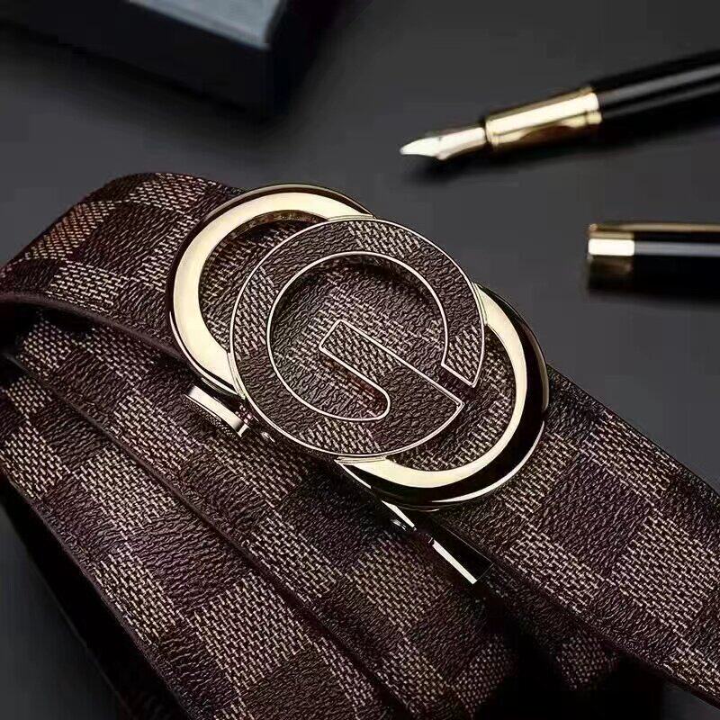 Automatic Buckle Belt Men Leather 120cm Sliding Belt No Holes Adjustable Official Office Formal Suit Belt for Men Alloy Buckle