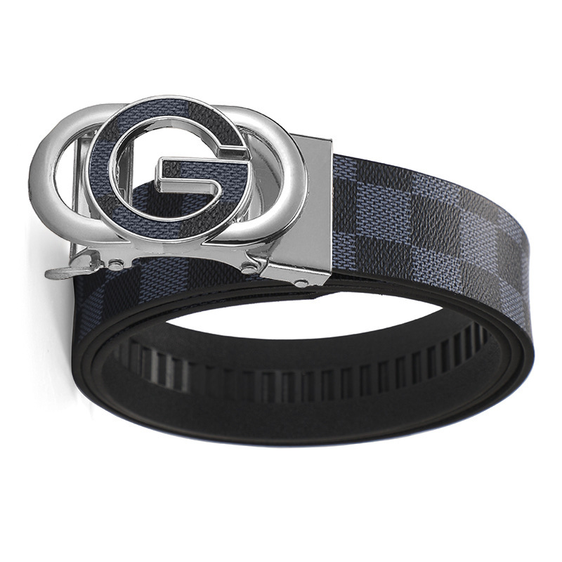 Automatic Buckle Belt Men Leather 120cm Sliding Belt No Holes Adjustable Official Office Formal Suit Belt for Men Alloy Buckle