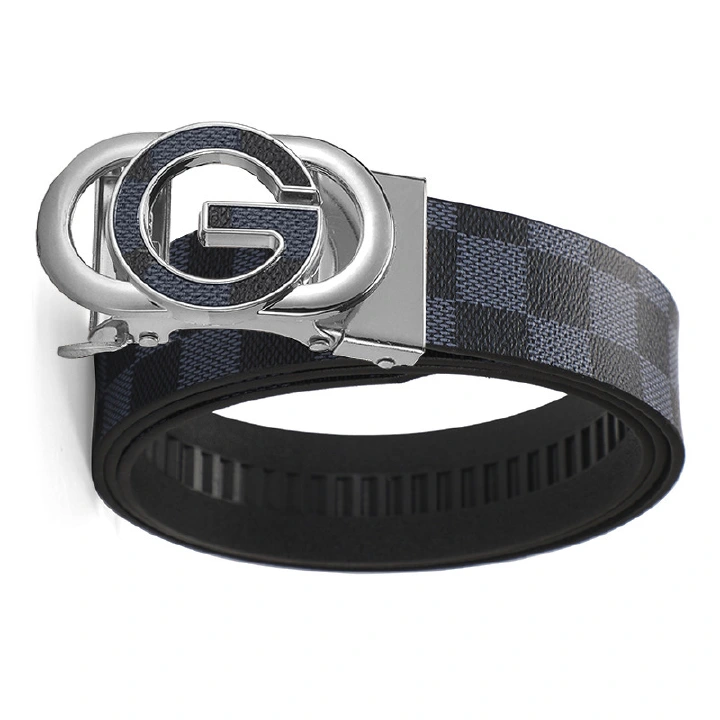 Automatic Buckle Belt Men Leather 120cm Sliding Belt No Holes Adjustable Official Office Formal Suit Belt for Men Alloy Buckle