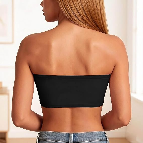 Strapless Bra Push Up Padded Front Closure Tube Bra Lace Bandeau Bra Seamless Strap Free Invisible Bra for Dress Wedding
