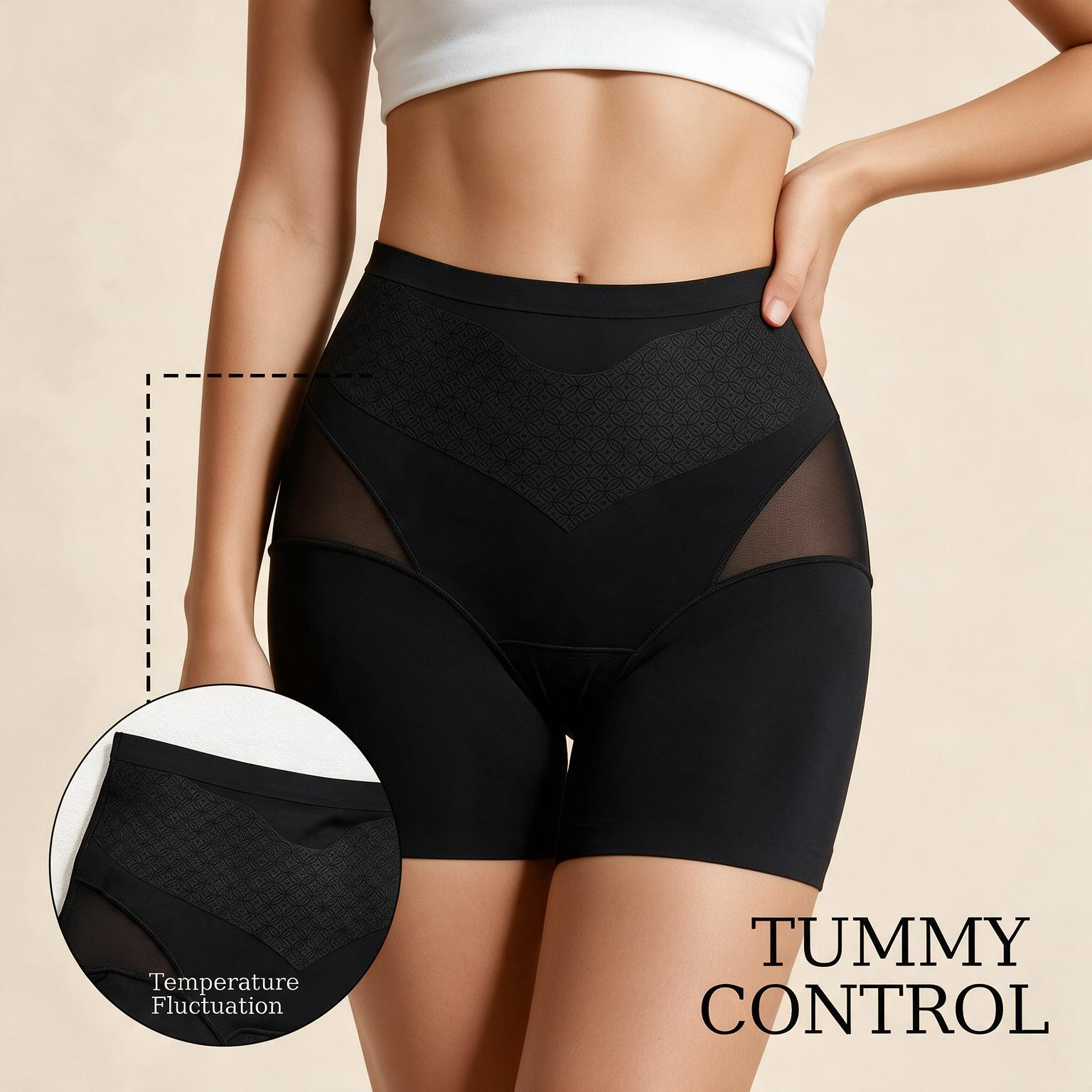Tummy Tucker Shorts for Dress – High Waist Tummy Control Shapewear, Cool Breathable Ice Silk Feel, Anti Chafing Under Skirt Safety Shorts for Women