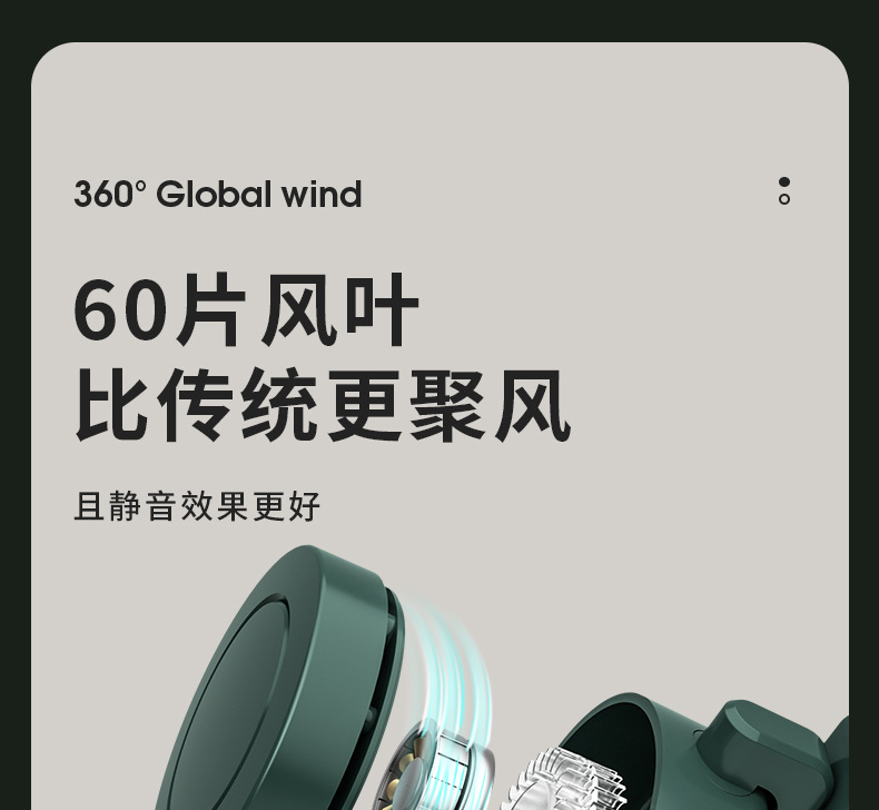 Clip on USB small fan, neck and waist holder, portable, ultra quiet, high wind power, portable, with three levels of wind power, long-lasting and stylish