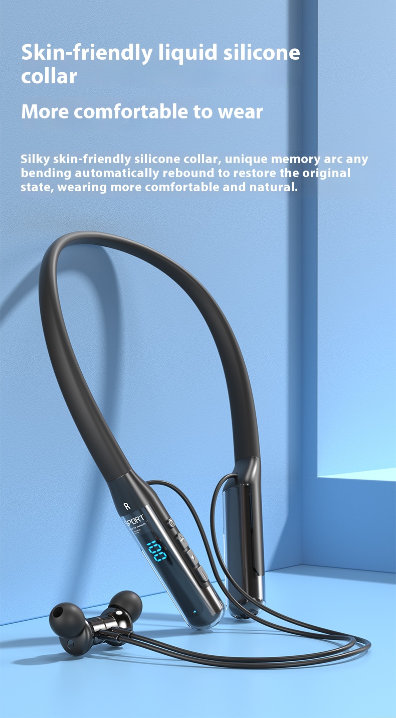 Wireless Earphones Neckbands Music Headset Wireless Neck-hanging TWS Sports Earbuds Noise Reduction Design Earphone Extra Bass Long Battery Life IPX5 Sweatproof Rugged