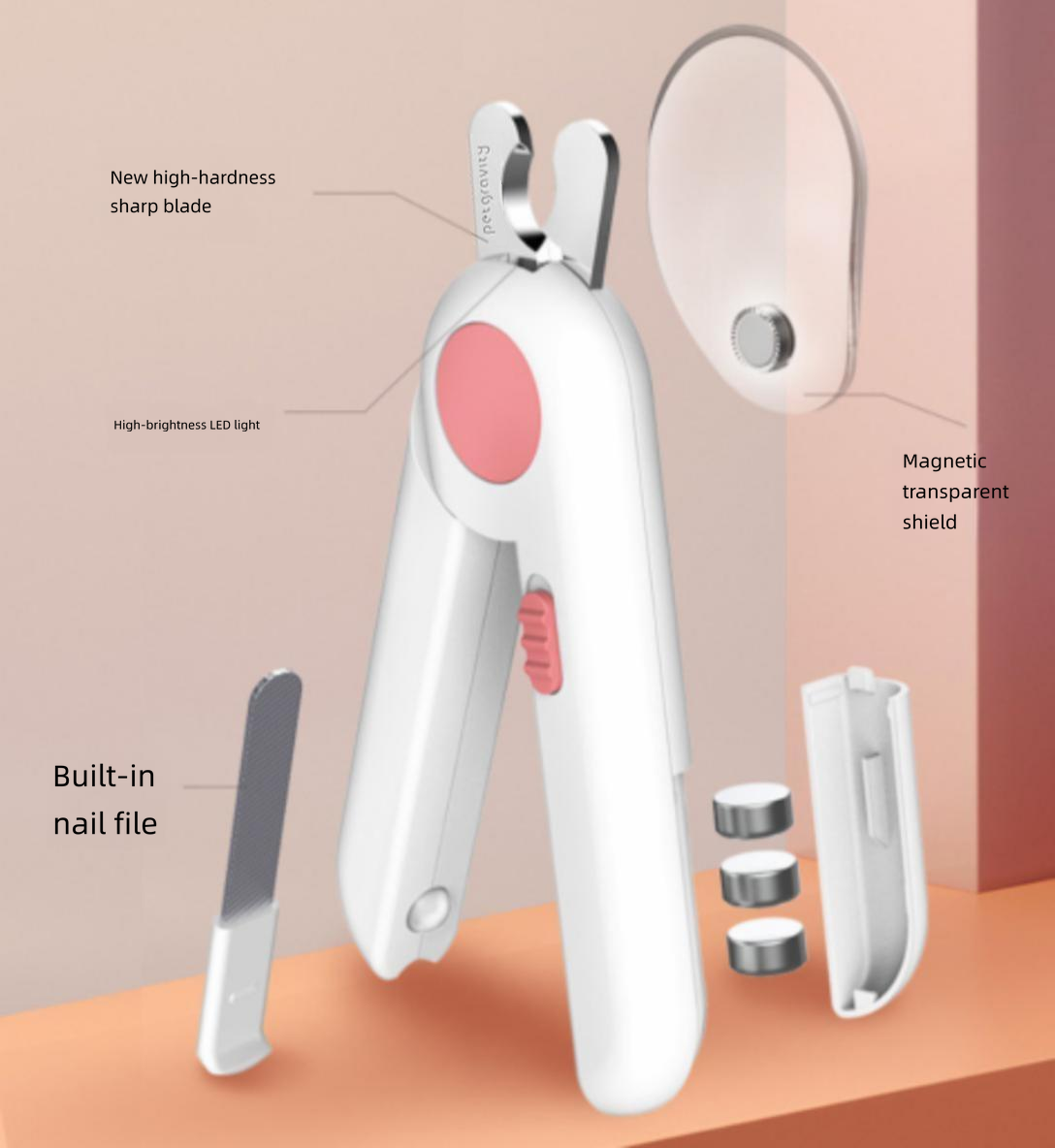 Pet Nail Clipper with LED Light, Professional Dog Cat Nail Trimmer Safety Guard Sharp Blade for Small Large Pets, Illuminates Blood Line Prevents Over-Cutting for Grooming