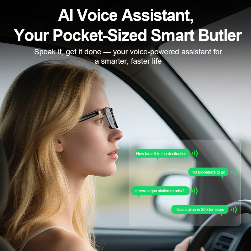 AI Smart Glasses Intelligent Translation Glasses Bluetooth Calling Music Playback Voice Assistant Remote Control Waterproof Audio Glasses Color-Changing Lens Anti-UV Outdoor Driving Smart Sunglasses