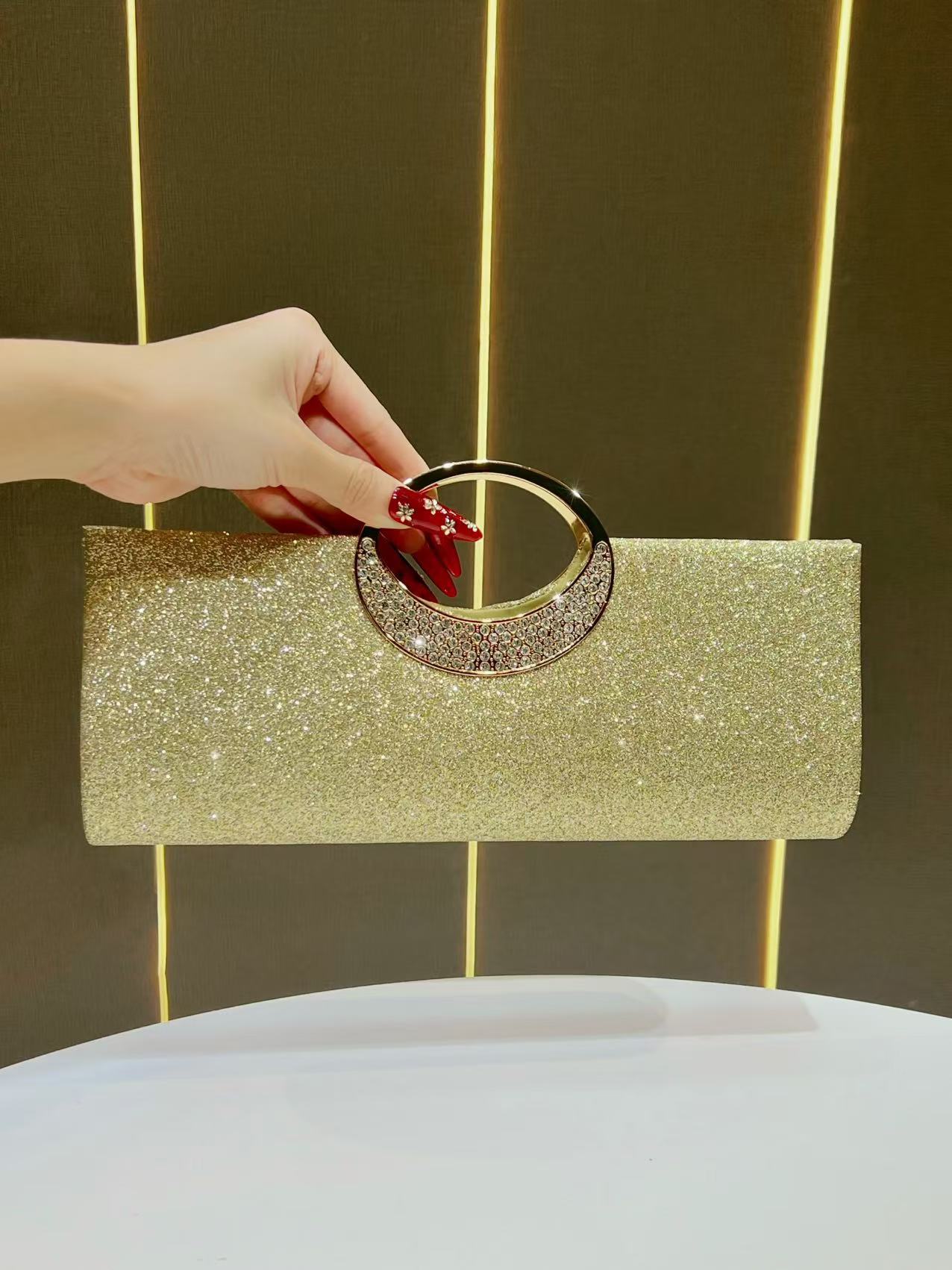 Luxury Rhinestone Evening Handbag For Women 2026 New,Sparkly Sequin Clutch Purse With Chain Shoulder Strap,Elegant Party Wedding Tote Bag,Glamorous Crossbody Shoulder Bag For Banquet Daily Use