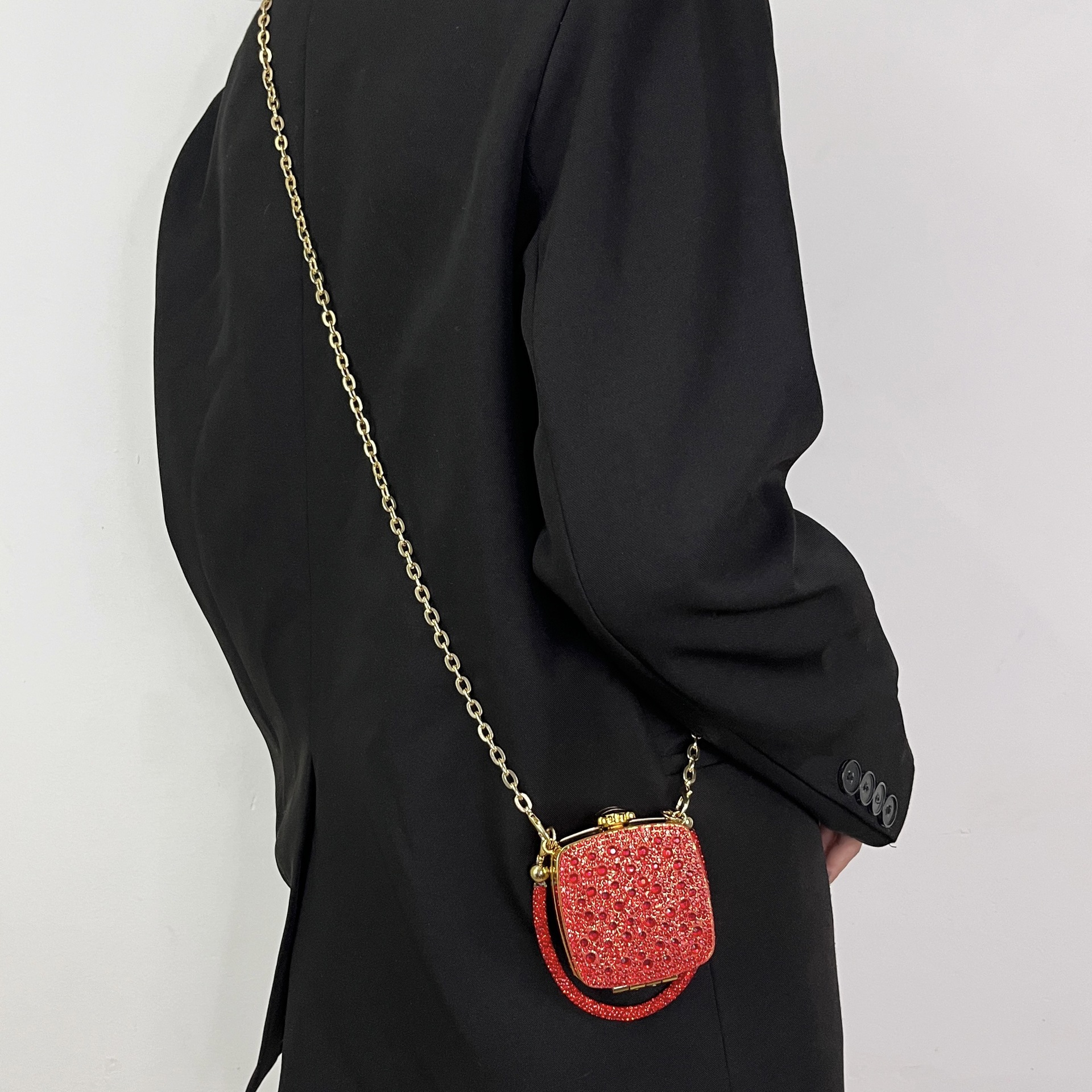 Acrylic Mini Crossbody Bag New Clear Makeup Purse Handbag With Detachable Chain Strap, Cute Small Shoulder Bag For Women Girls Travel Shopping Party, Fashion Cosmetic Storage Pouch Top Handle Satchel