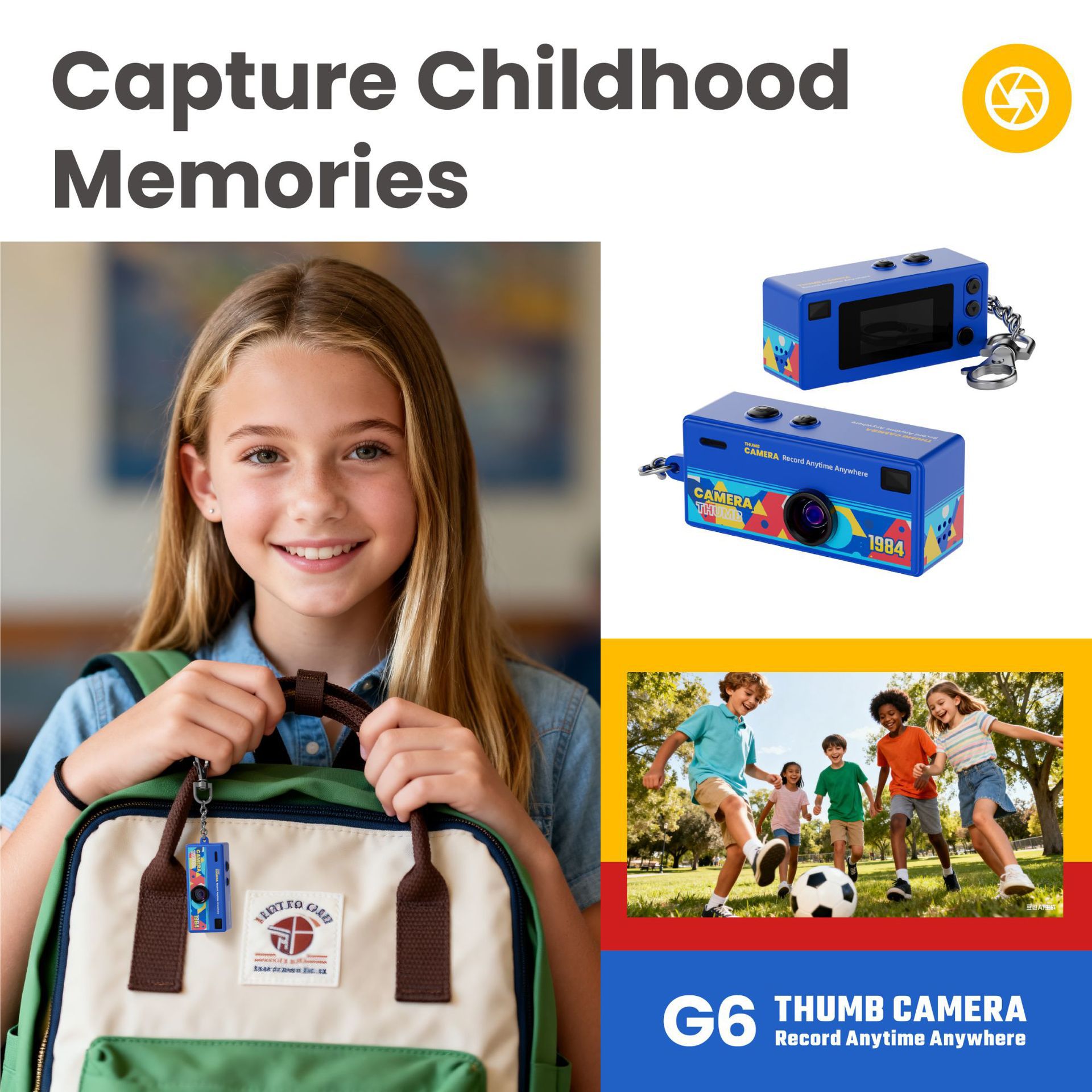 【Free 32GB Card, Card Reader & Adapter】1080P Mini Keychain Camera Thumb Portable Pocket HD Video Recorder 130° Wide Angle, 26g Ultra Light, Wearable Design for Students Kids Outdoor Travel Vlog
