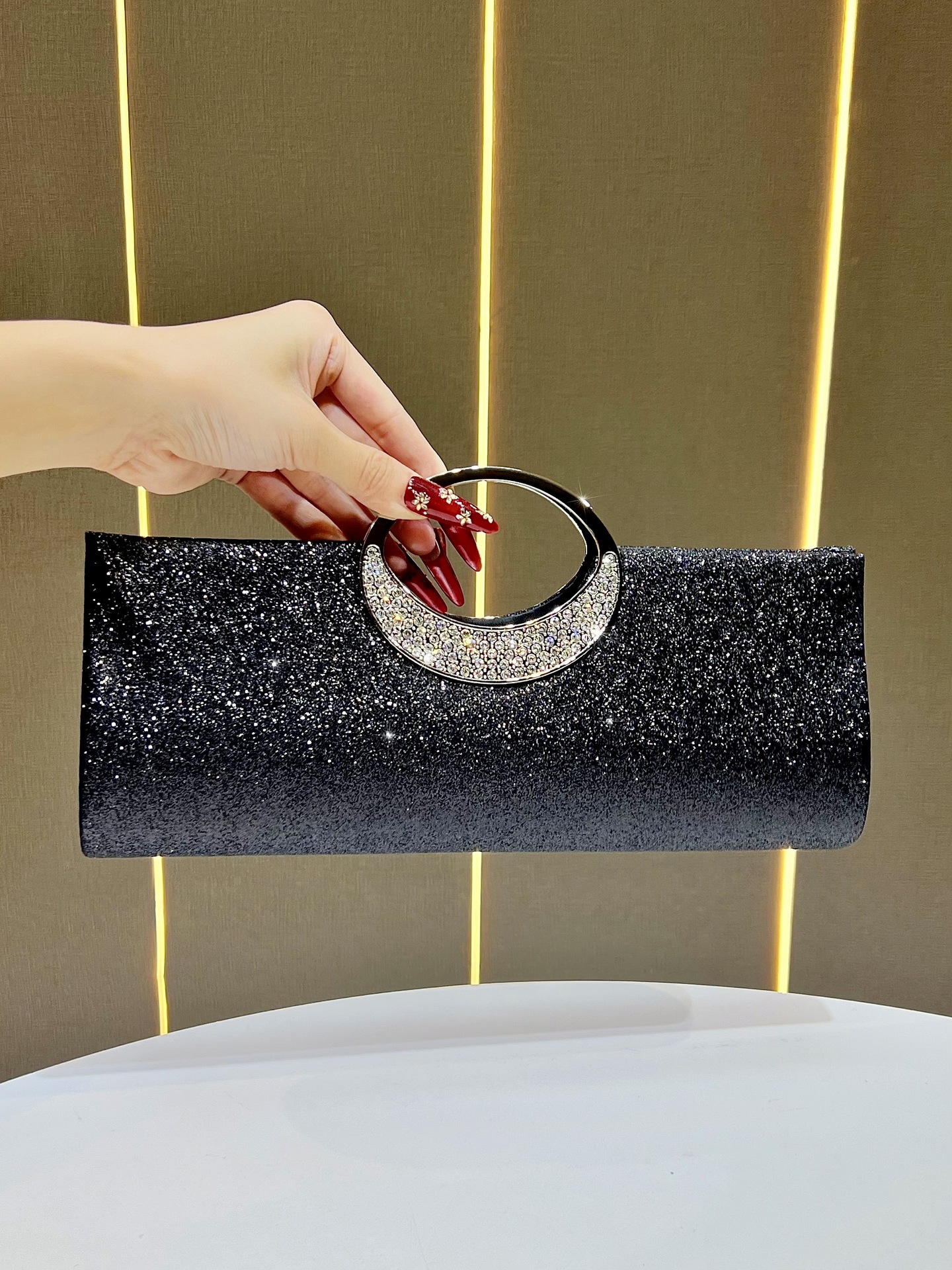 Luxury Rhinestone Evening Handbag For Women 2026 New,Sparkly Sequin Clutch Purse With Chain Shoulder Strap,Elegant Party Wedding Tote Bag,Glamorous Crossbody Shoulder Bag For Banquet Daily Use