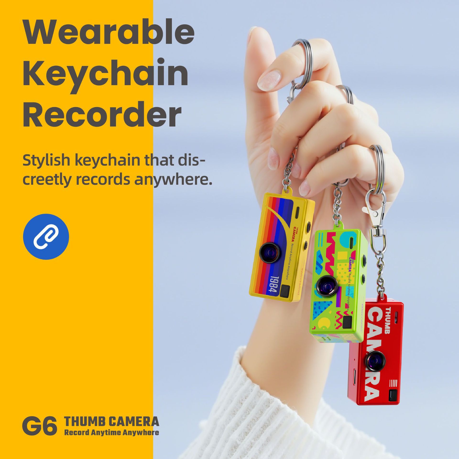 【Free 32GB Card, Card Reader & Adapter】1080P Mini Keychain Camera Thumb Portable Pocket HD Video Recorder 130° Wide Angle, 26g Ultra Light, Wearable Design for Students Kids Outdoor Travel Vlog