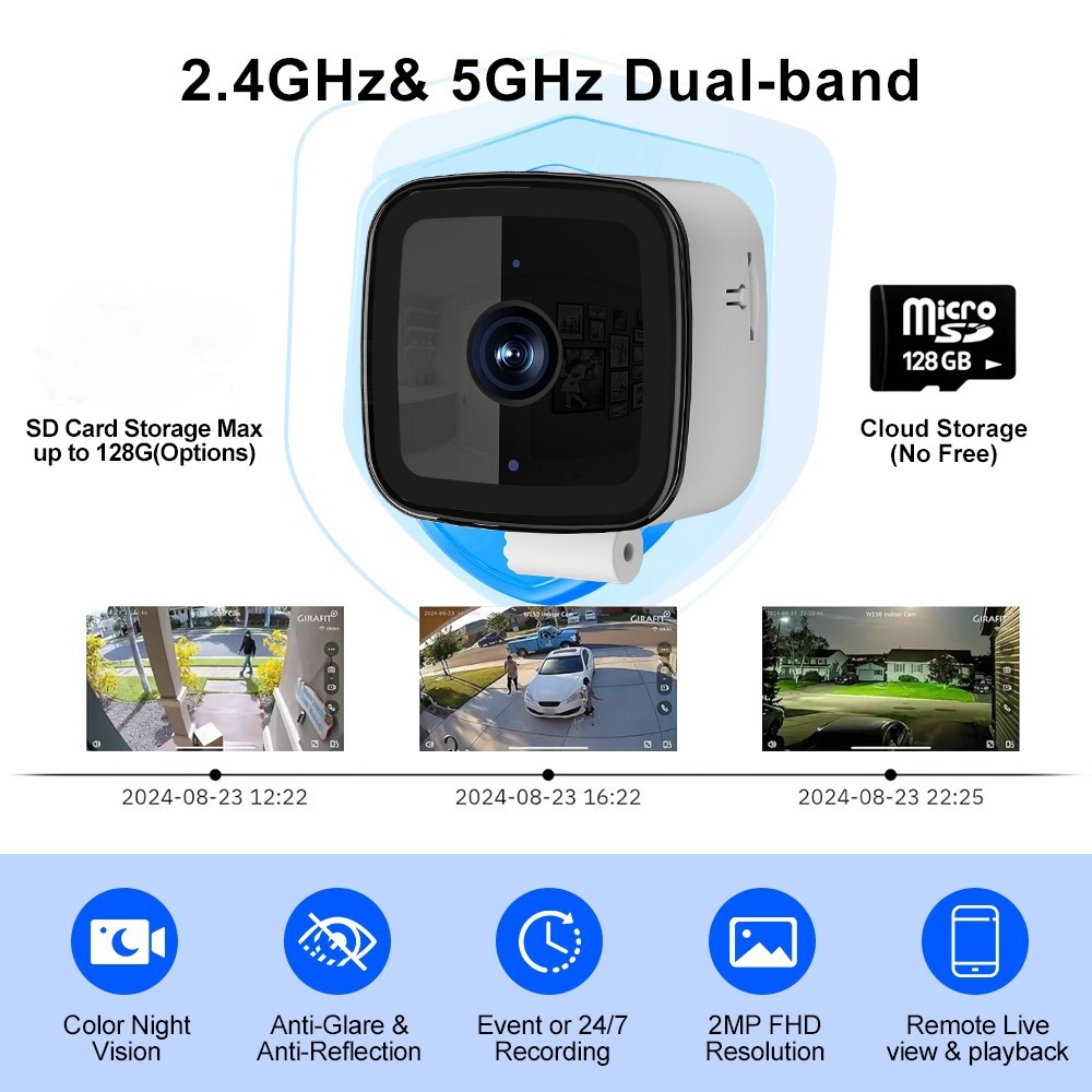 Two-Way Audio Voice Intercom WiFi Surveillance Camera – AI Color Night Vision 1080P Smart Security Camera With WiFi,  Remote Live View, Motion Alert, Indoor Outdoor Home Shop Surveillance