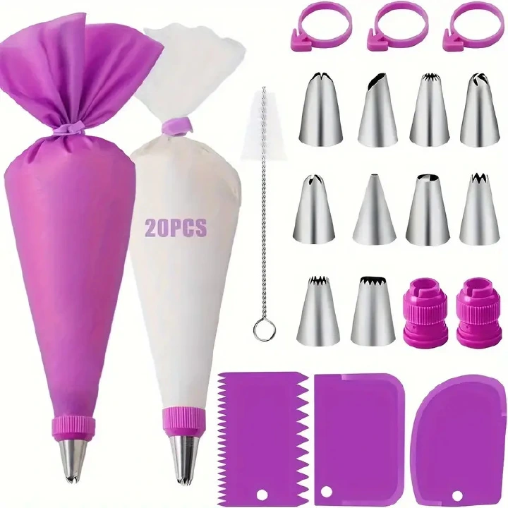40 Pcs Piping Tips Set, Stainless Steel Cake Decorating Supplies With Piping Bags & Scraper, Professional Baking Tool Kit For Cookies Cupcakes Bread Pastry, Essential Home Baking Beginners Gift