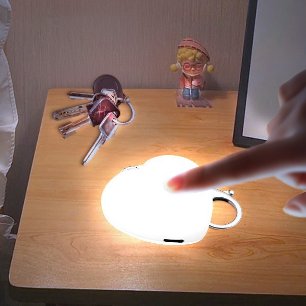 Keychain Heart Shape Touch Sensor LED Night Light, USB Rechargeable Mini Glow Key Ring Bag Hanging Charm For Purse Backpack, Creative Cute Love Shaped Nightlight Key Holder Student Gift Finder Lamp