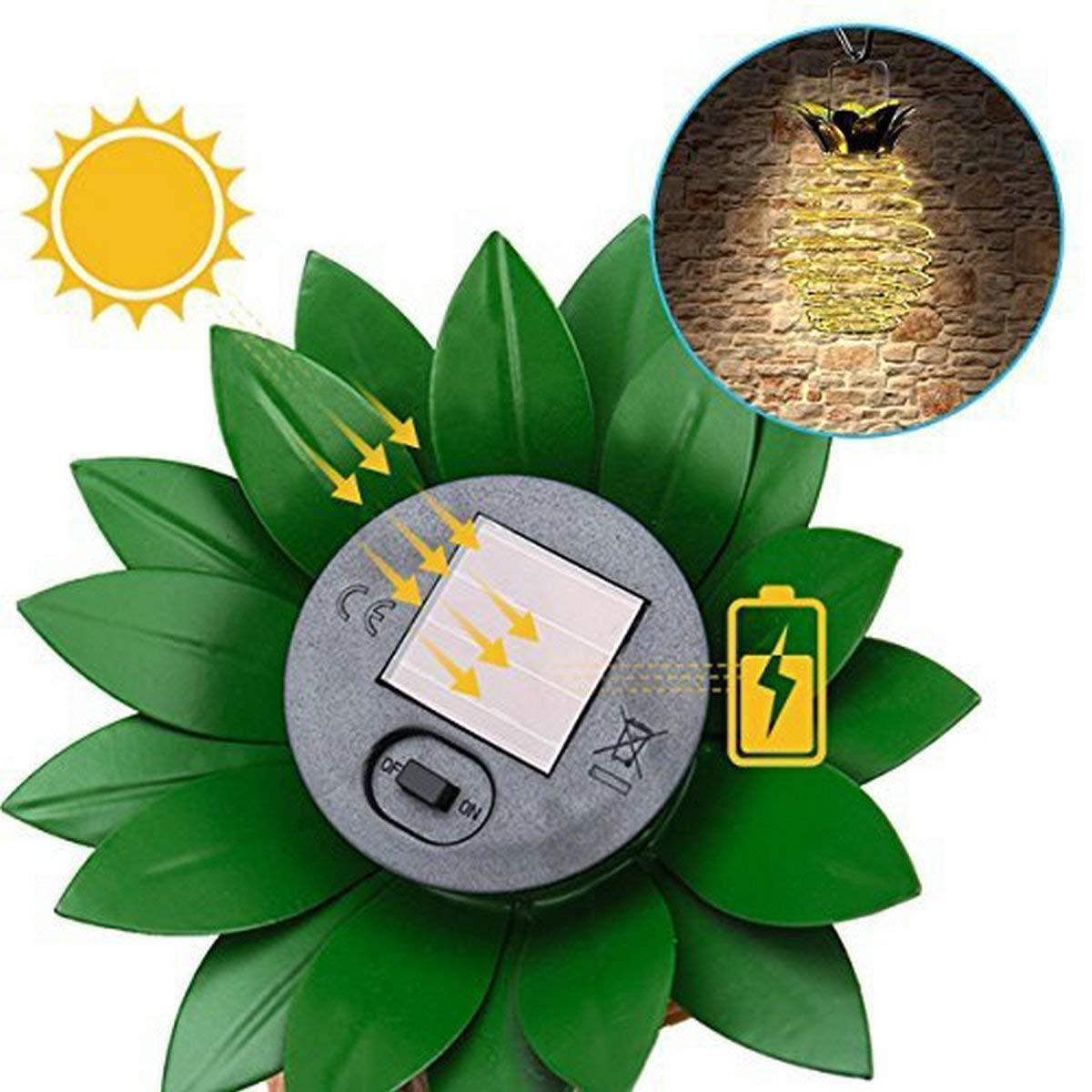 Solar Light Solar Pineapple Lantern LED Light,Outdoor Waterproof Garden Hanging Decor Lamp,Solar Powered Courtyard Patio Party Decorative Lighting,Art Lantern for Garden Corridor Christmas Wedding