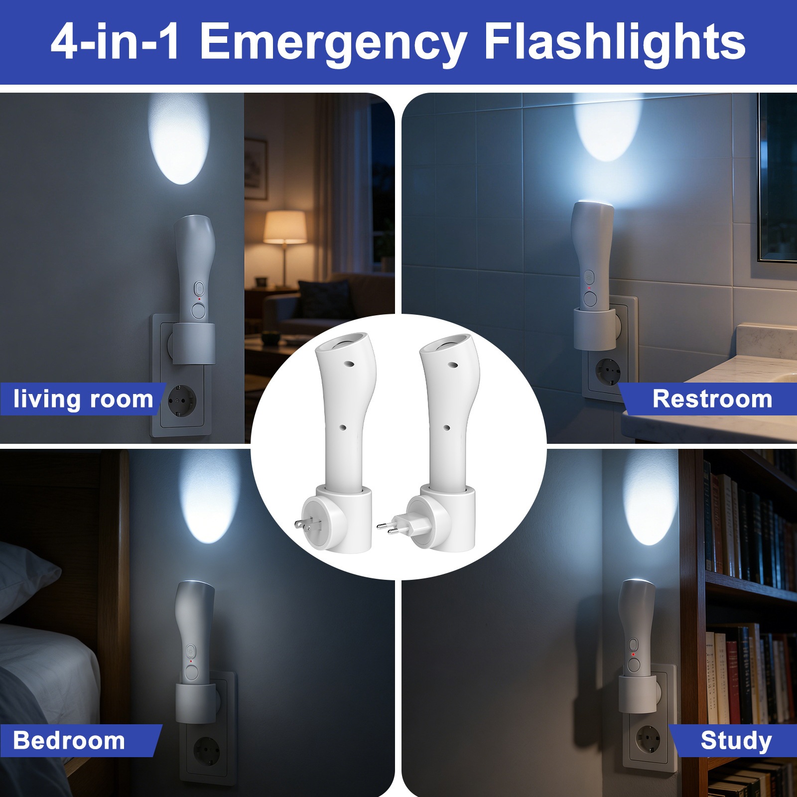 Motion Sensor Light 2-in-1 Motion Sensor Night Light,Rechargeable LED Night Light With Flashlight,Auto-On Human Lnduction Lamp For Bedroom Hallway,Power Failure Emergency Light,Wall Plug-in Nightlight