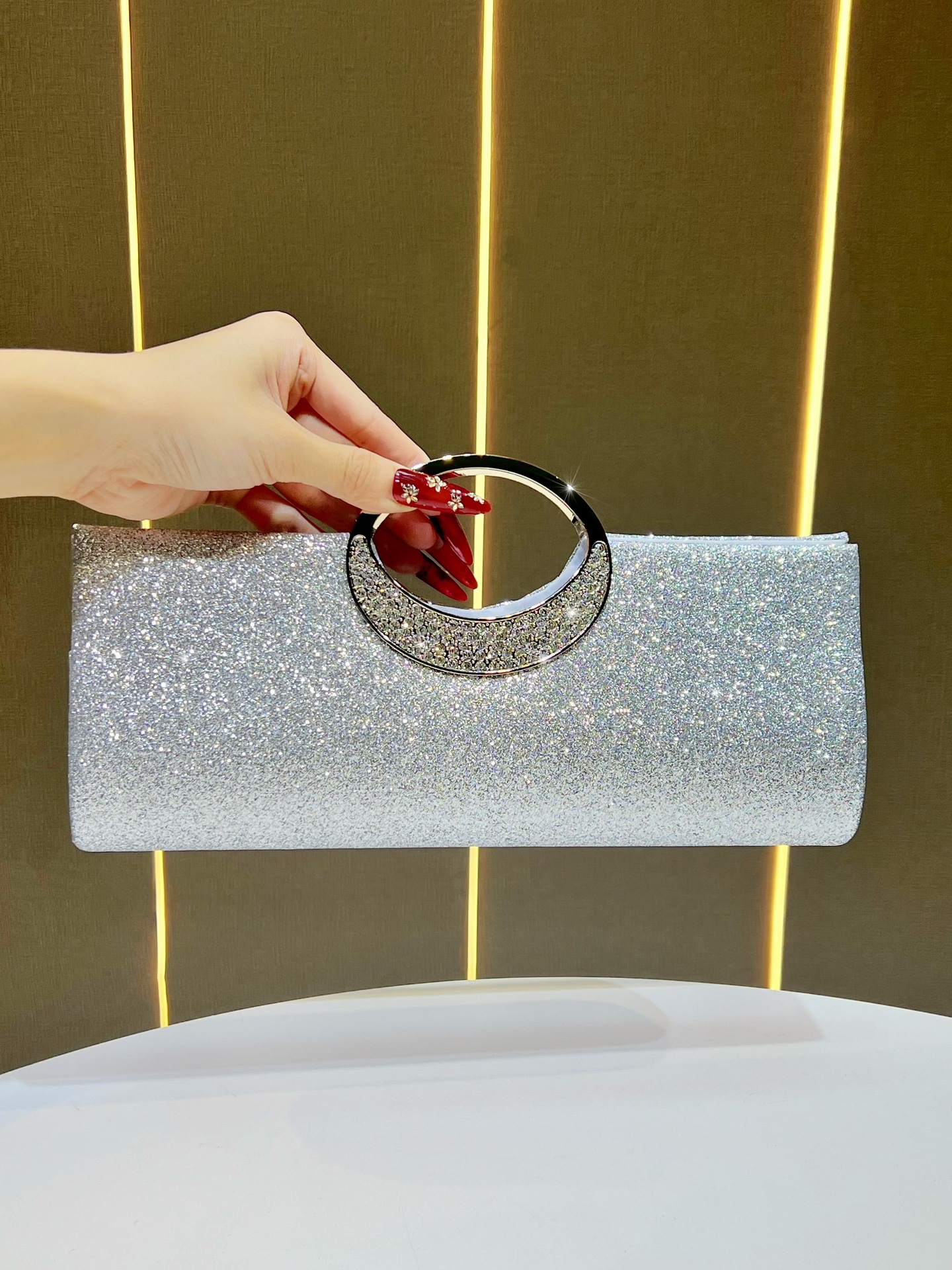 Luxury Rhinestone Evening Handbag For Women 2026 New,Sparkly Sequin Clutch Purse With Chain Shoulder Strap,Elegant Party Wedding Tote Bag,Glamorous Crossbody Shoulder Bag For Banquet Daily Use