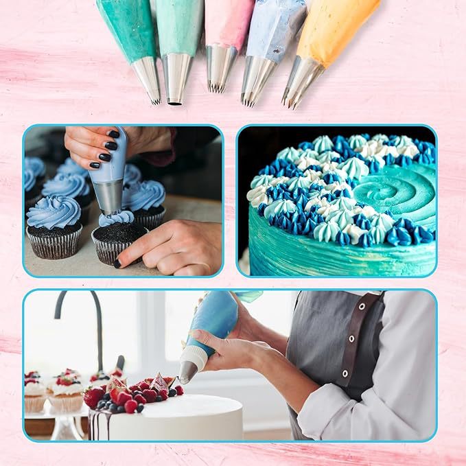 40 Pcs Piping Tips Set, Stainless Steel Cake Decorating Supplies With Piping Bags & Scraper, Professional Baking Tool Kit For Cookies Cupcakes Bread Pastry, Essential Home Baking Beginners Gift