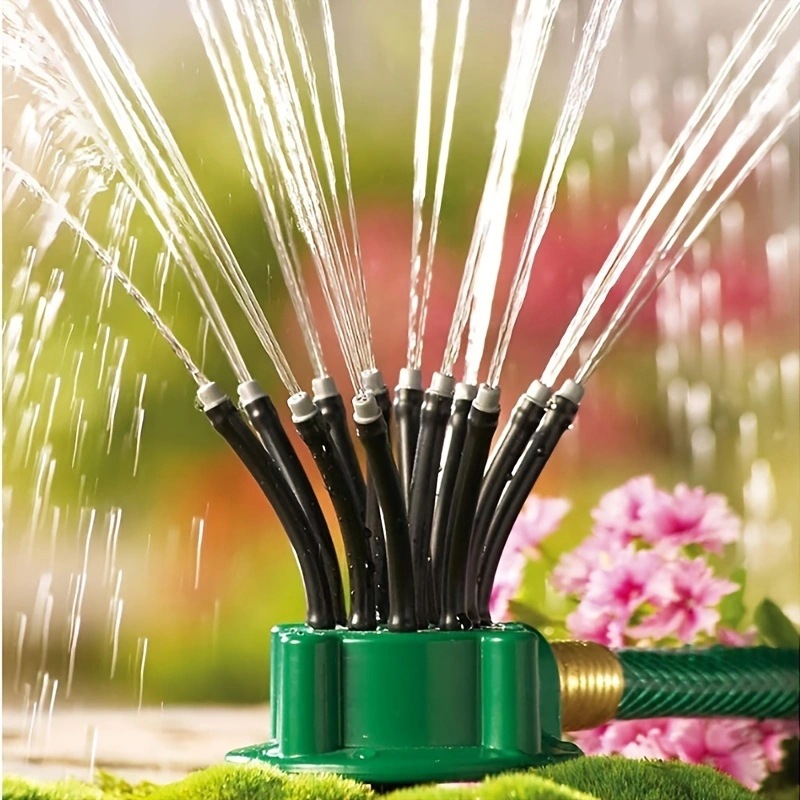 360 Degree Sprinkler With 12 Adjustable Multi-Head Flexible Tubes For Garden Lawn, Large Coverage Area Watering Irrigation System, Save More Water Durable Yard Flower Bed Vegetable Sprayer