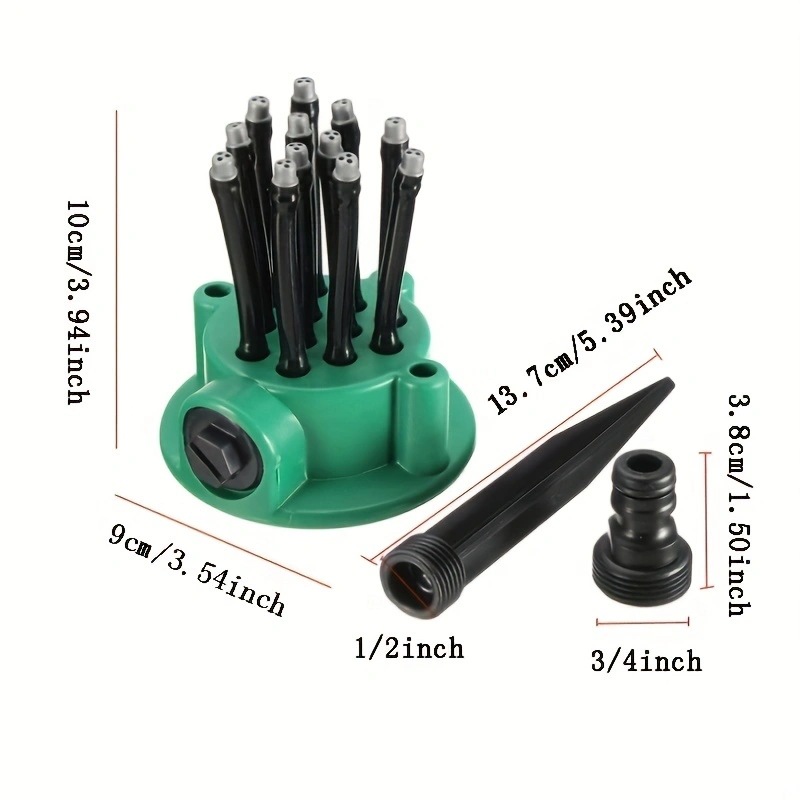 360 Degree Sprinkler With 12 Adjustable Multi-Head Flexible Tubes For Garden Lawn, Large Coverage Area Watering Irrigation System, Save More Water Durable Yard Flower Bed Vegetable Sprayer