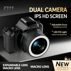 D11 48MP 2K Camera Digital Camera With Rotating Lens Dual Lens Selfie Vlog Camera,16X Digital Zoom Electronic Image Stabilization,OTG Transfer,15 Filters,1000mAh Rechargeable Portable Pocket Camera