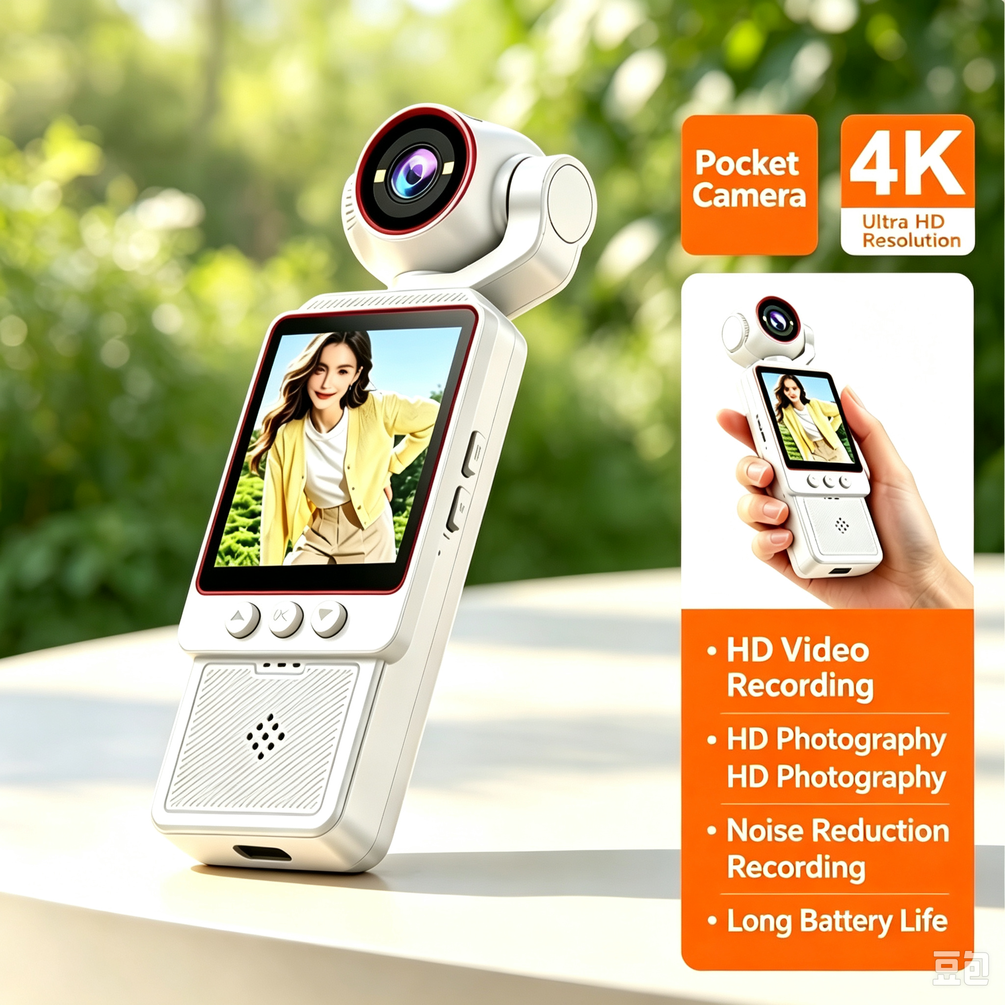 Action Camera 4K HD Pocket Camcorder Ultra Light,270°Rotatable Lens 180° Vertical Anti-Shake,WiFi Transmission APP Control,Portable Body Cam For Outdoor Vlog Cycling Motorcycle Travel Mini Clip Design
