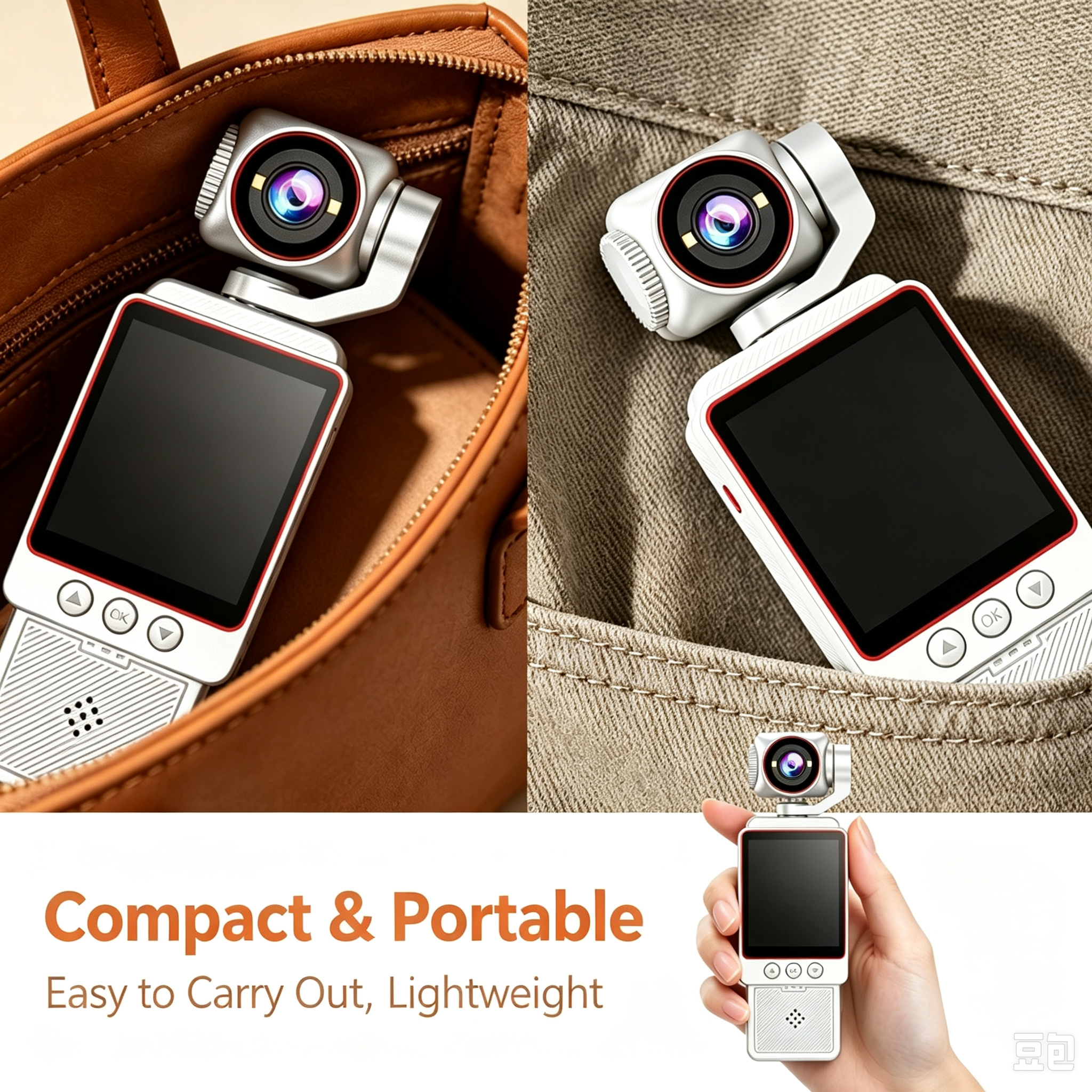 Action Camera 4K HD Pocket Camcorder Ultra Light,270°Rotatable Lens 180° Vertical Anti-Shake,WiFi Transmission APP Control,Portable Body Cam For Outdoor Vlog Cycling Motorcycle Travel Mini Clip Design