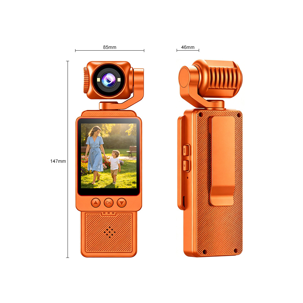 Action Camera 4K HD Pocket Camcorder Ultra Light,270°Rotatable Lens 180° Vertical Anti-Shake,WiFi Transmission APP Control,Portable Body Cam For Outdoor Vlog Cycling Motorcycle Travel Mini Clip Design
