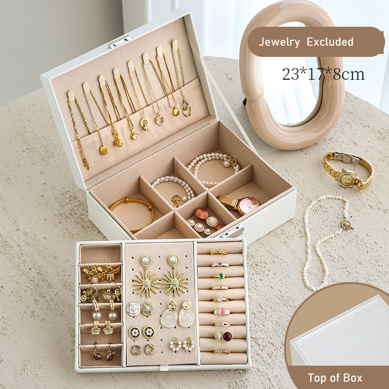 Jewelry Storage Box Organizer Premium PU Leather Jewelry Box for Rings, Earrings, Watches, Necklace, Bracelet. Wedding Gifts for Women/Ladies/Girls
