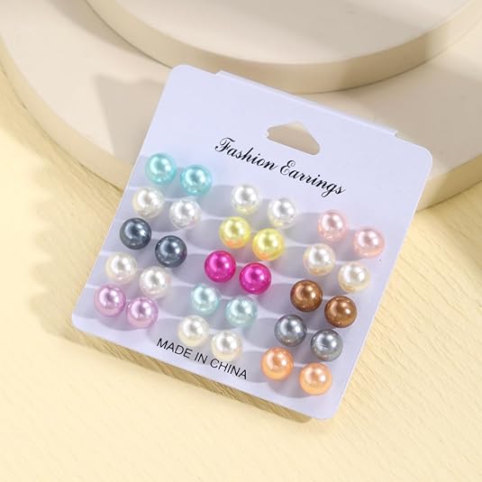 15 pairs pearl earrings jewelry set for women/Girls/Female/Ladies, Gifts for Women, earrings set jewelry accessories for Dairy official outfit