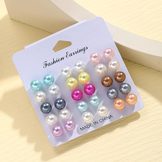 15 pairs pearl earrings jewelry set for women/Girls/Female/Ladies, Gifts for Women, earrings set jewelry accessories for Dairy official outfit