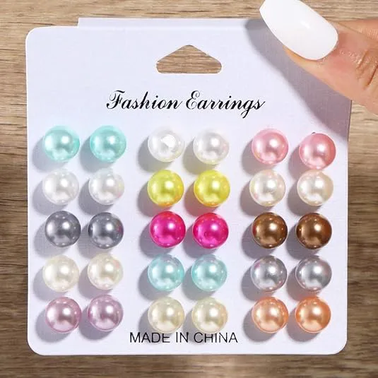 15 pairs pearl earrings jewelry set for women/Girls/Female/Ladies, Gifts for Women, earrings set jewelry accessories for Dairy official outfit